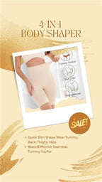 BD 4-in-1 Shaper - Quick Slim Shape Wear Tummy, Back, Thighs, Hips - Black/Efffective Seamless Tummy Tucker