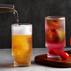 Ribbed Shape Glass with Wood Cap