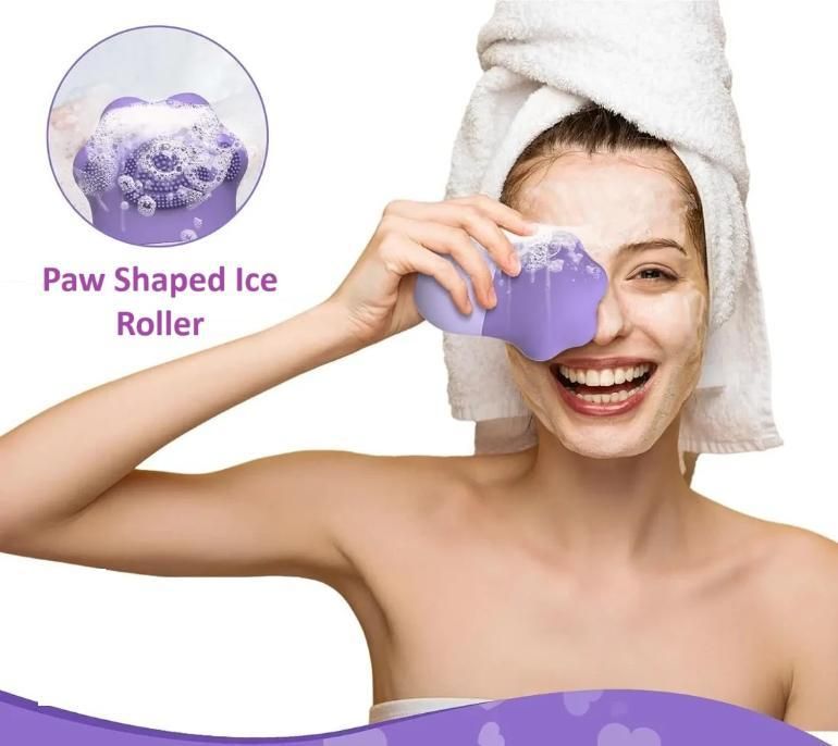 Paw Shaped Ice Roller for Face with Scrubber - Glowing Skin & Puffy Eyes